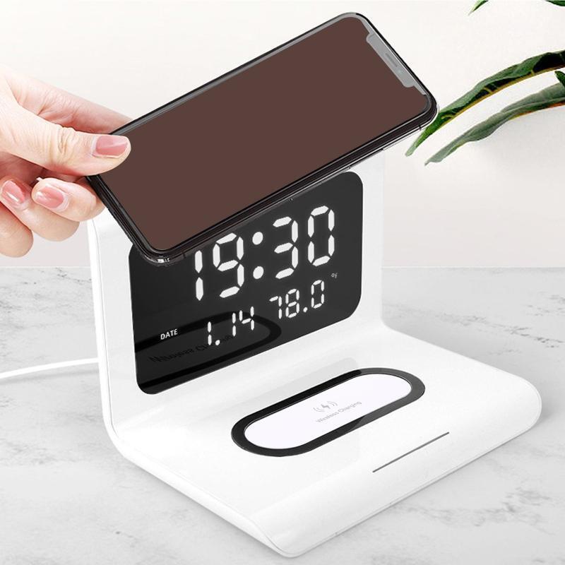CellPhone Fast Wireless Charging Station 10W with  Alarm Clock/ Calendar