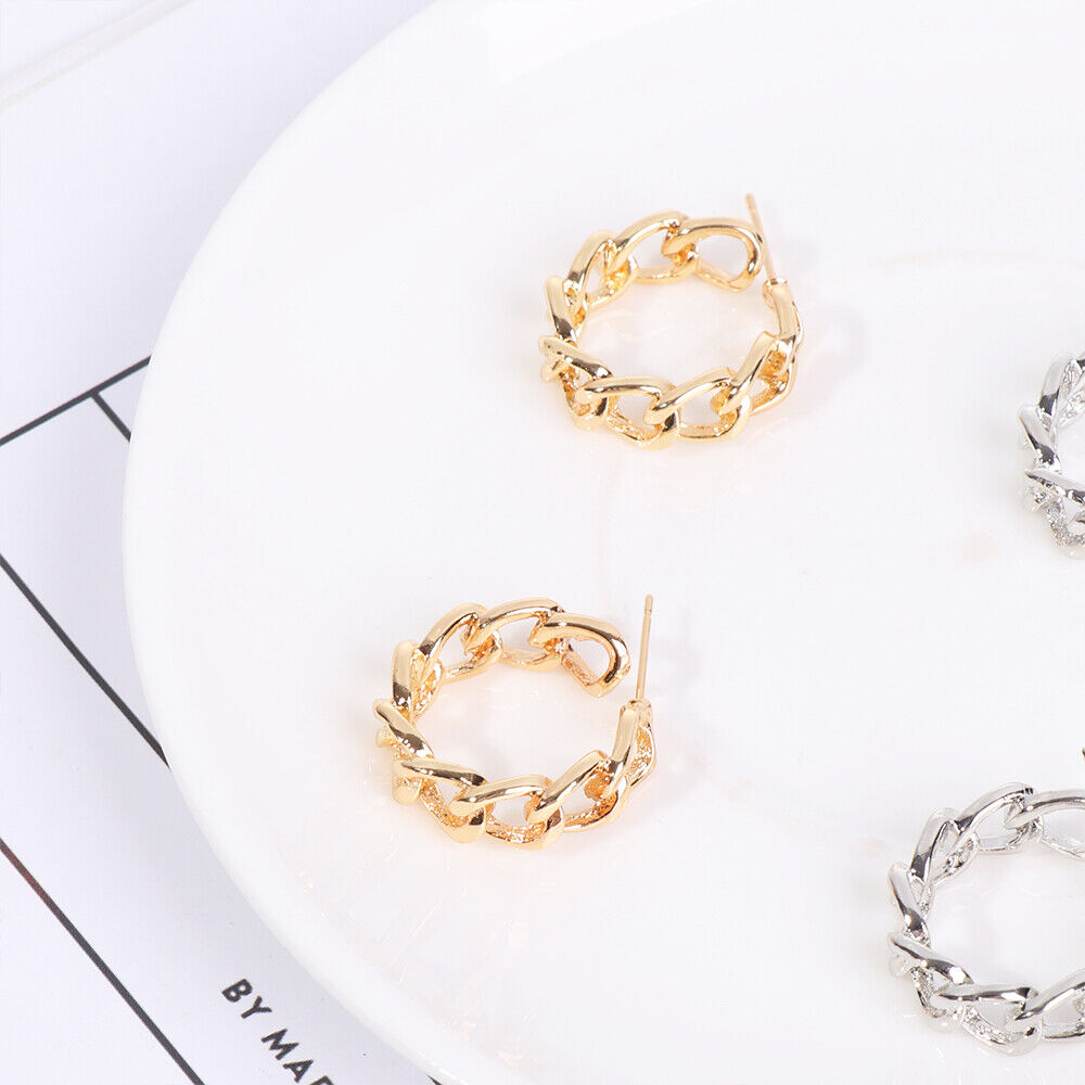 color Jewelry Metal Wedding Hollow Chain Round Earrings Hoop Earrings Geometric