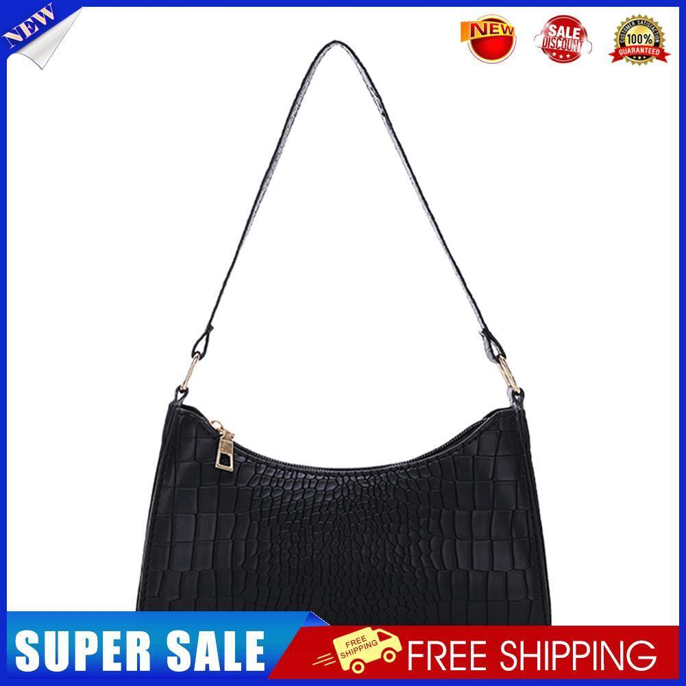 Alligator PU Women Handbag Tote Office Lady Shoulder Underarm Bags (Black)
