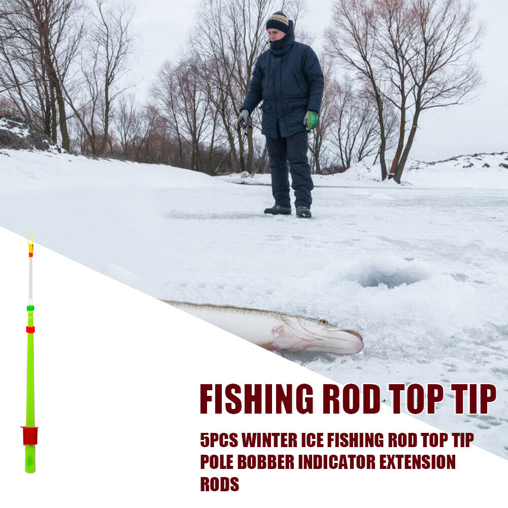 5pcs Winter Ice Fishing Rod Top Tip Pole Bobber Indicator Extension Rods