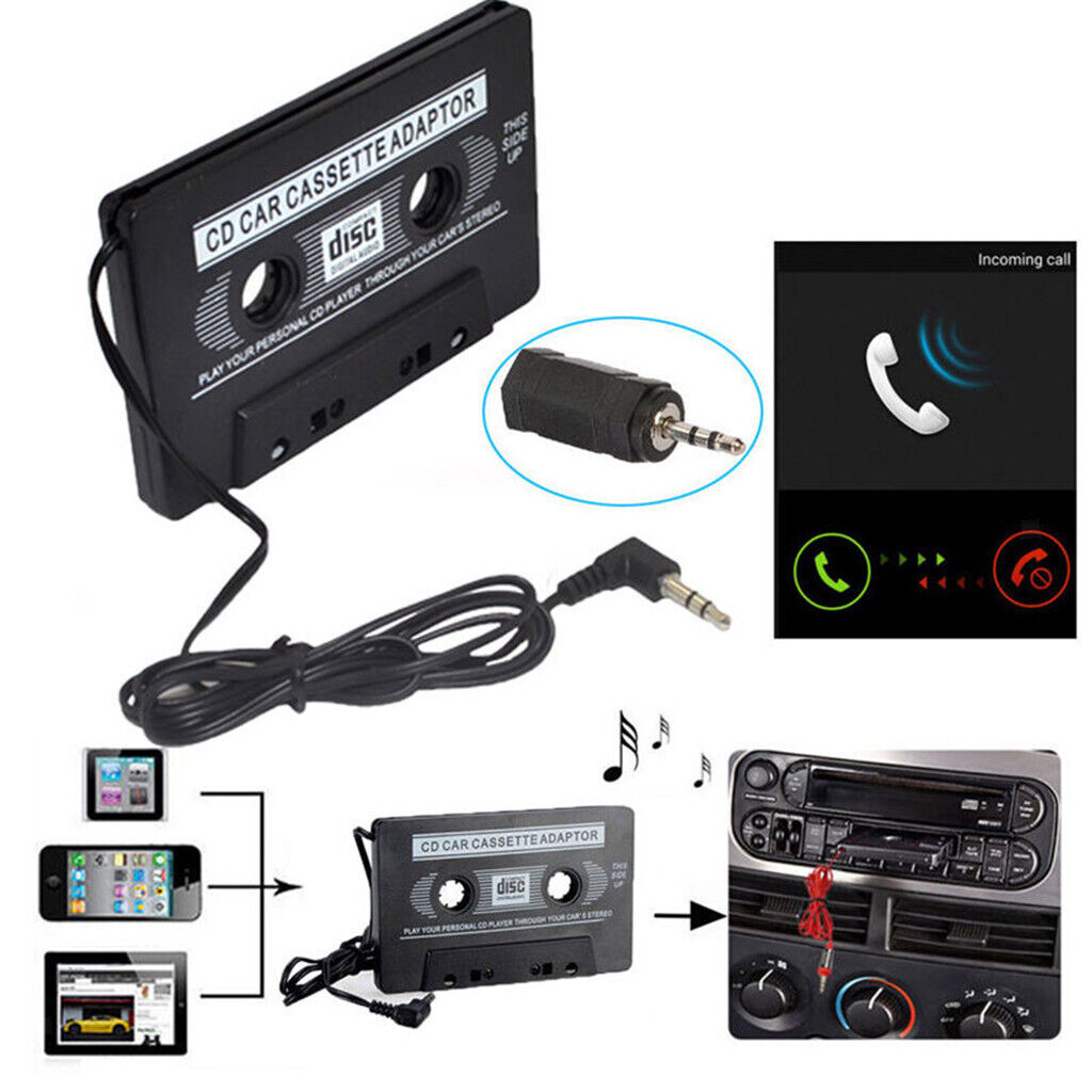 Car Cassette Adaptor Cassette Converter w/ 3.5mm Audio Cable for MP3 Player
