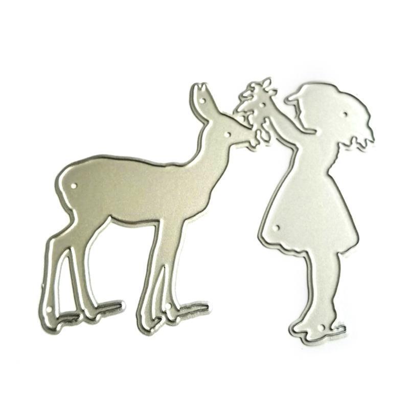 Girl Deer Metal Cutting Dies Stencil Die Cut DIY Scrapbooking Album Paper Card