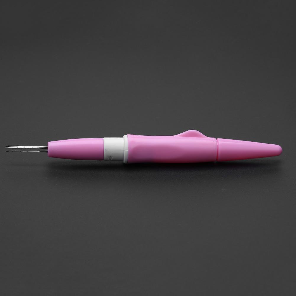 Needle Felting Handle Holder with 3 Needles Wool Embroidery DIY Tool(Pink)