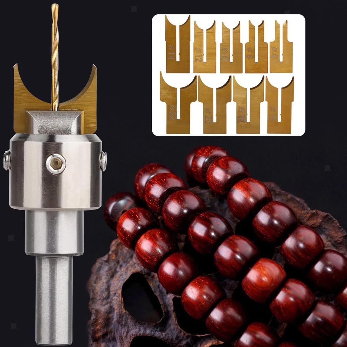 52Pcs Wooden  Drill  Spherical Buddha  6mm-22mm with Case