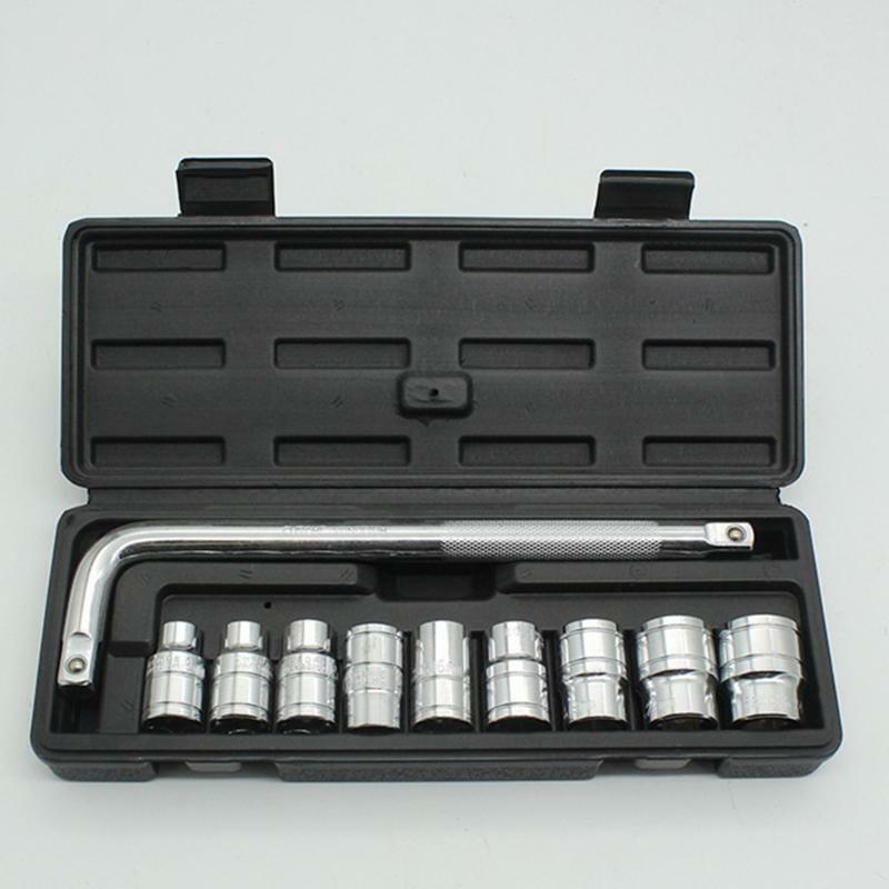 10 Pcs 1/2" Impact Shallow Socket Set with Storage Box Wrench Inluded Metric