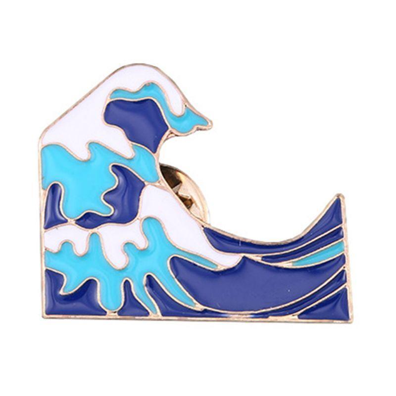 Blue waves Enamel Brooch Pin  Cartoon Metal Brooch for Coat Jacket Bag Pin for