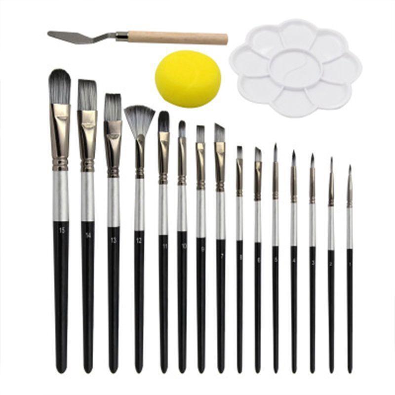 15pcs Professional Oil Paint Brush with Palette Scraper for Watercolor Painting