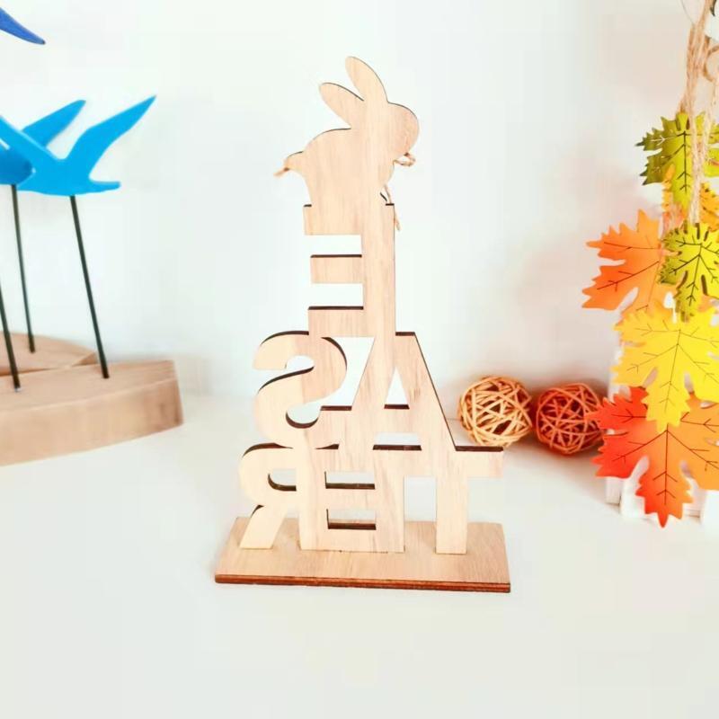 Easter Wooden Ornament Stackable Letters Bunny Wood Art Crafts Ornament