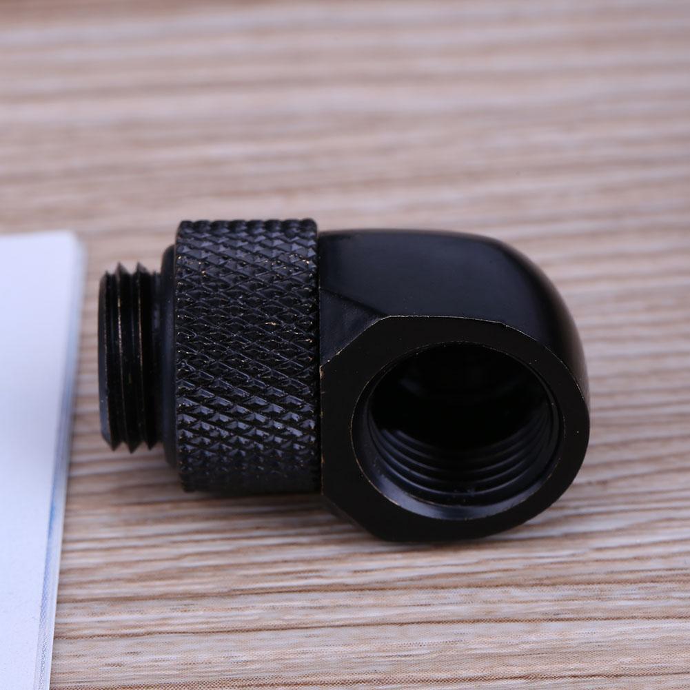 G1/4 Inner Outer Dual Thread 90 Degree Rotary Water Tube Connector(Black)