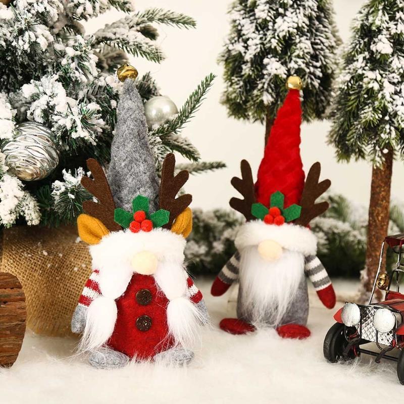 2pcs Christmas Gnome Plush Elf Decorations Mr and Mrs Elk Xmas Holiday Handmade