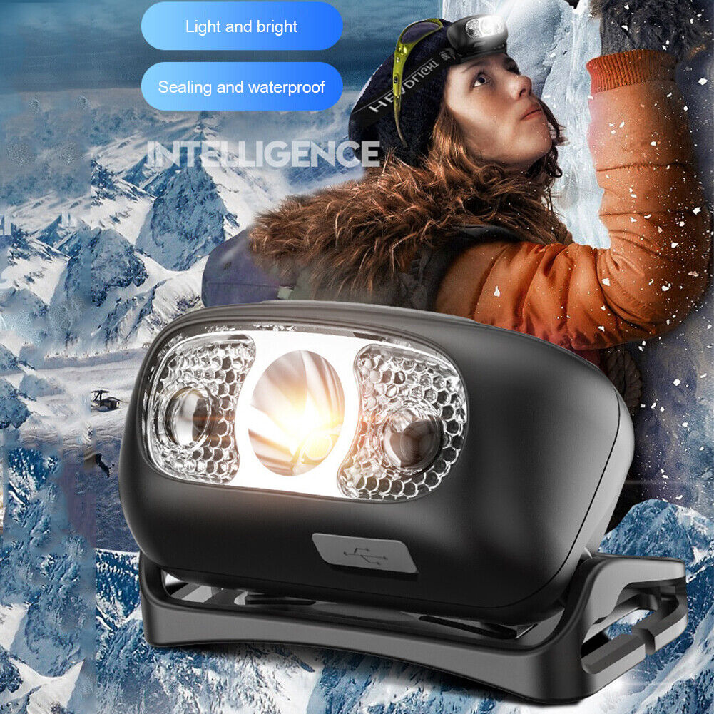 Induction LED Headlamp Strong Light Outdoor Waterproof Warning Flashlight