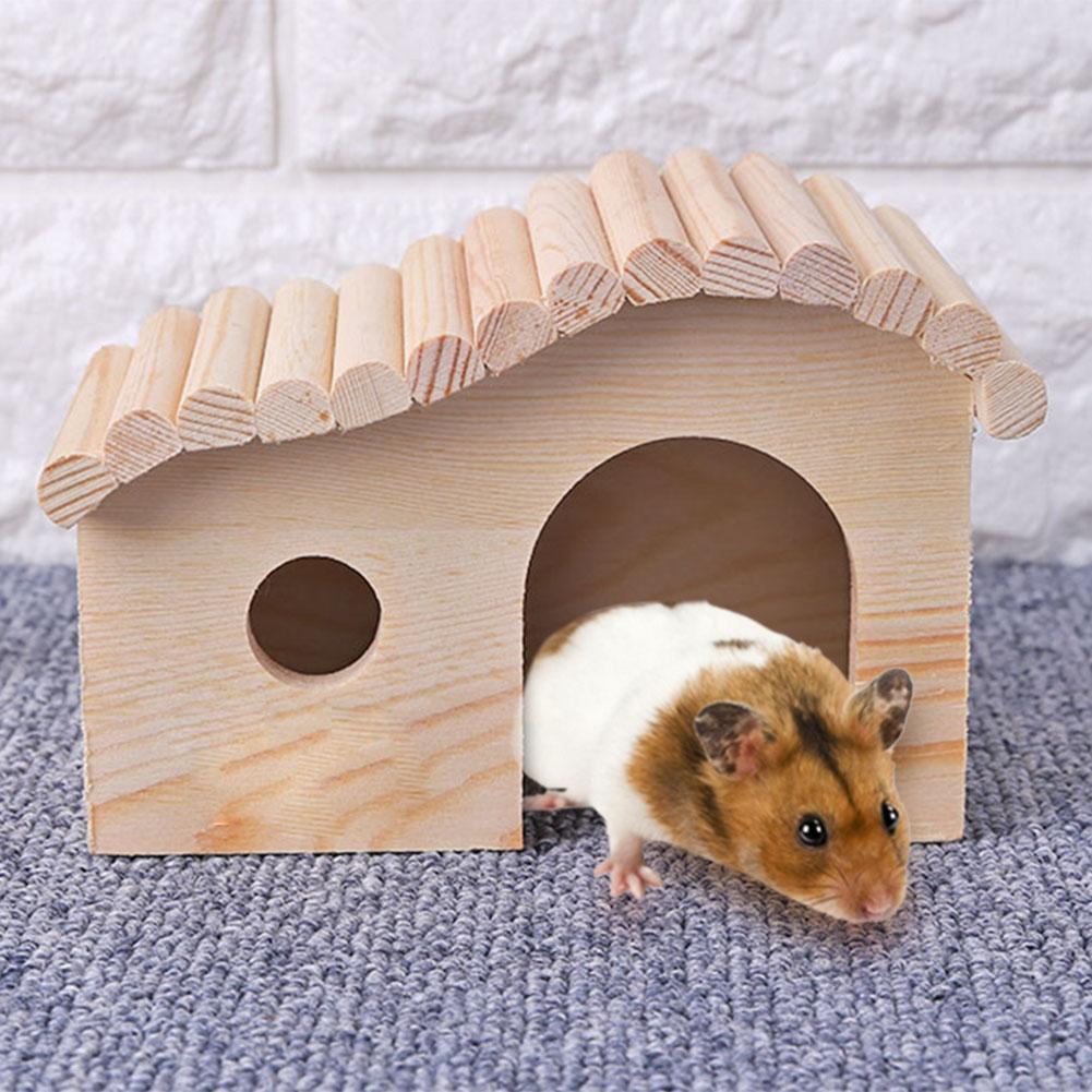 Small Animal Wooden Sleeping Nest Hamster Hedgehog House Bed Dodge Assembly