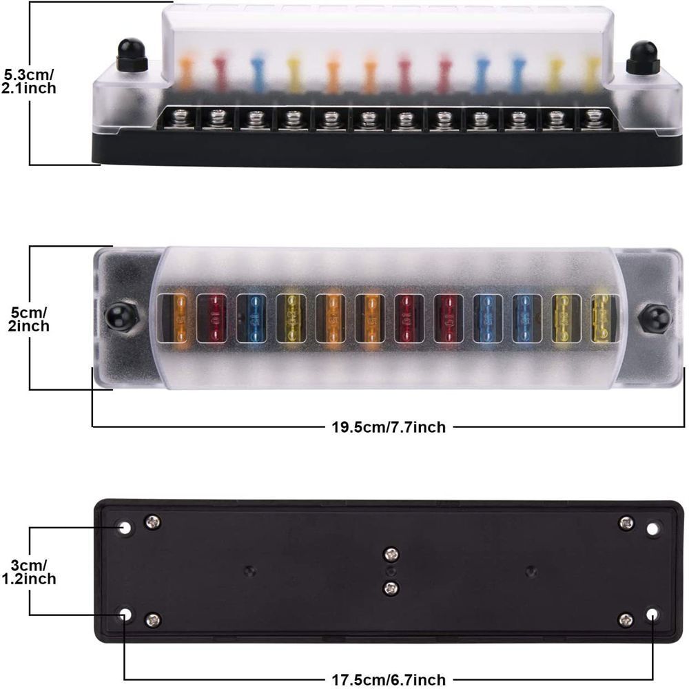 Boat Bus Marine Plastic Cover Block Fuse Box Blade Fuse Holder Car Accessory