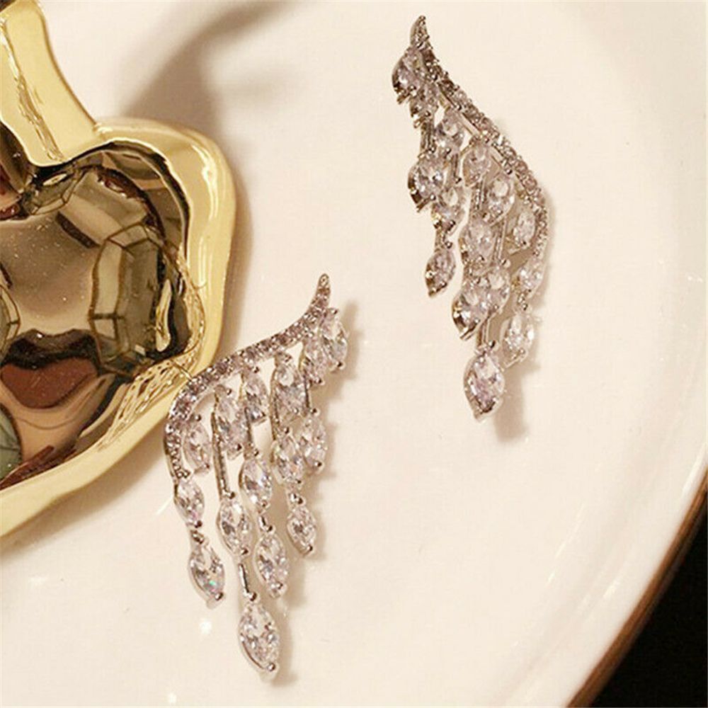 Dangle Elegant Stud Earrings Rhinestone Ear Stud Ear Clip Angel Wings Earrings
