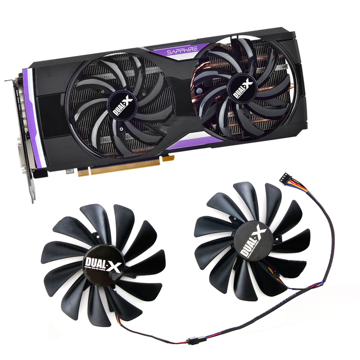 1 Pair Cooling Fan for Sapphire R9 380 R9 390 Graphics Card Replacement Parts