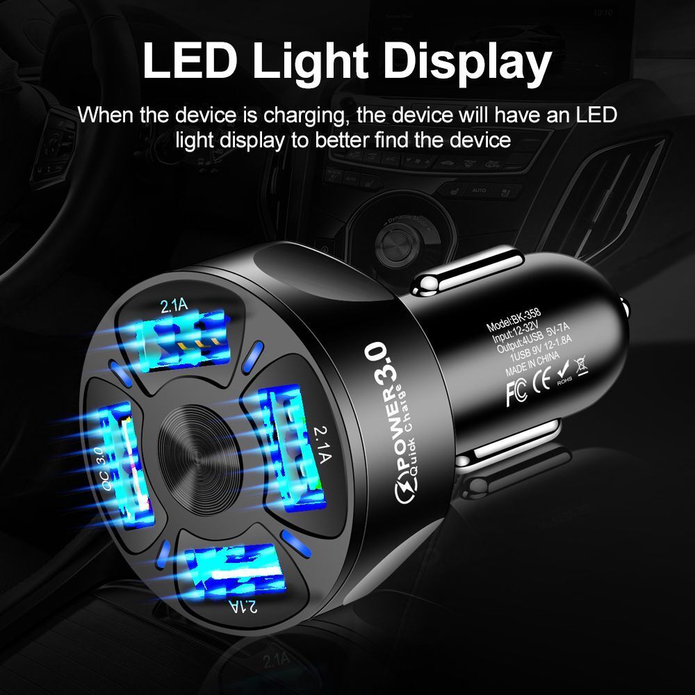 Fast Charge Car Quick Charger 4 USB Car Charger Dual USB Port QC3.0 Car Charger