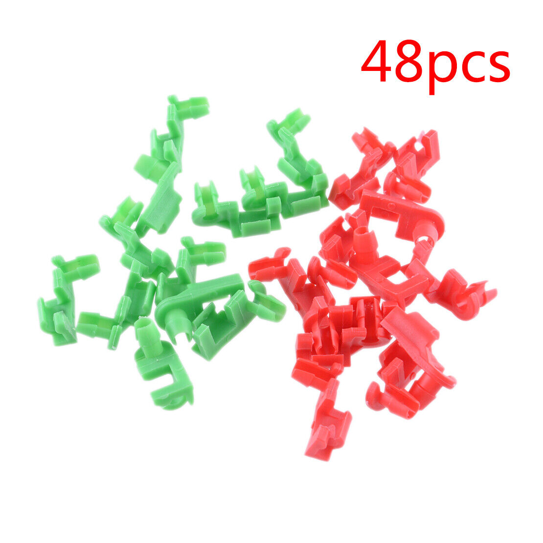 Nylon Car Door Lock Rod Clips Fasteners Retainer Rivet Red Green (24pcs Each)