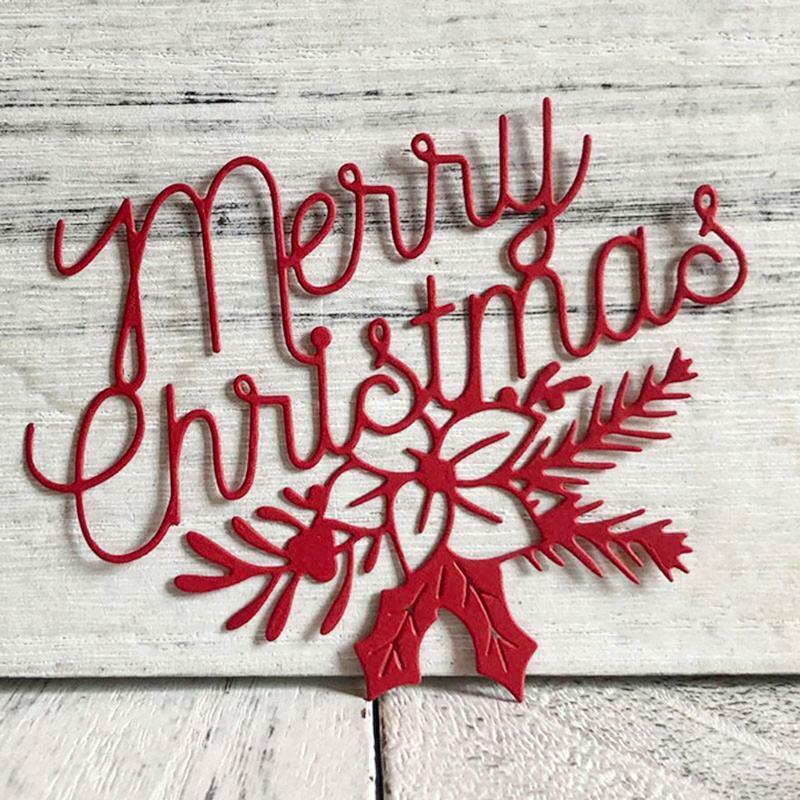 Merry Christmas Flower Metal Cutting Dies Stencil DIY Scrapbook Album Paper Card
