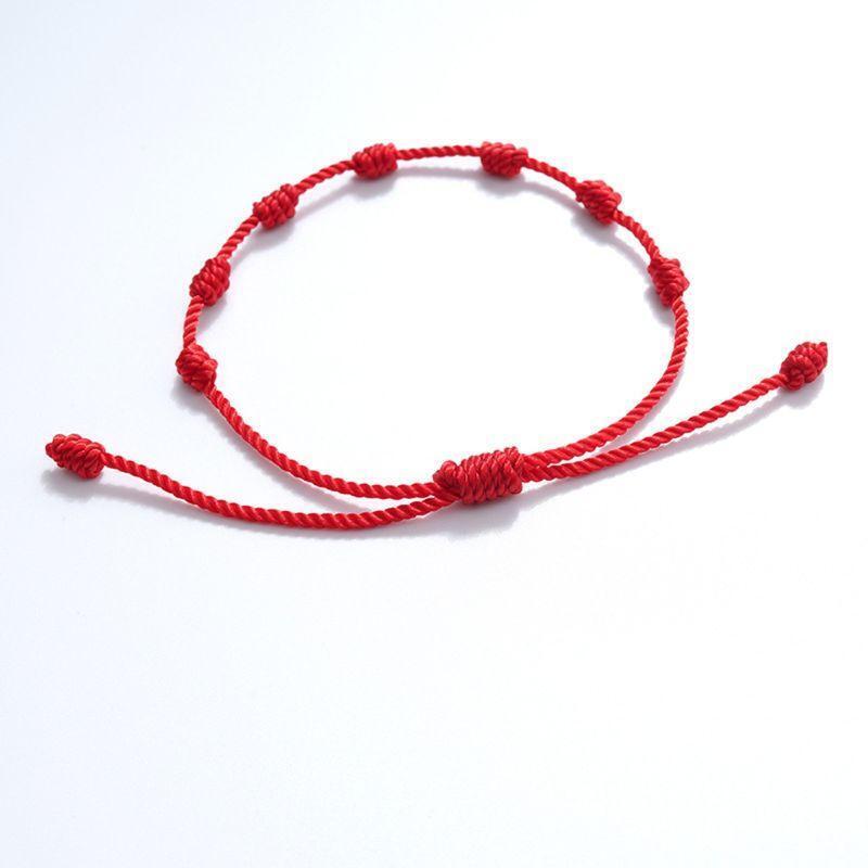 2Pcs 7 Knots Lover Red String Friendship Bracelet Attract Wealth Amulet Success