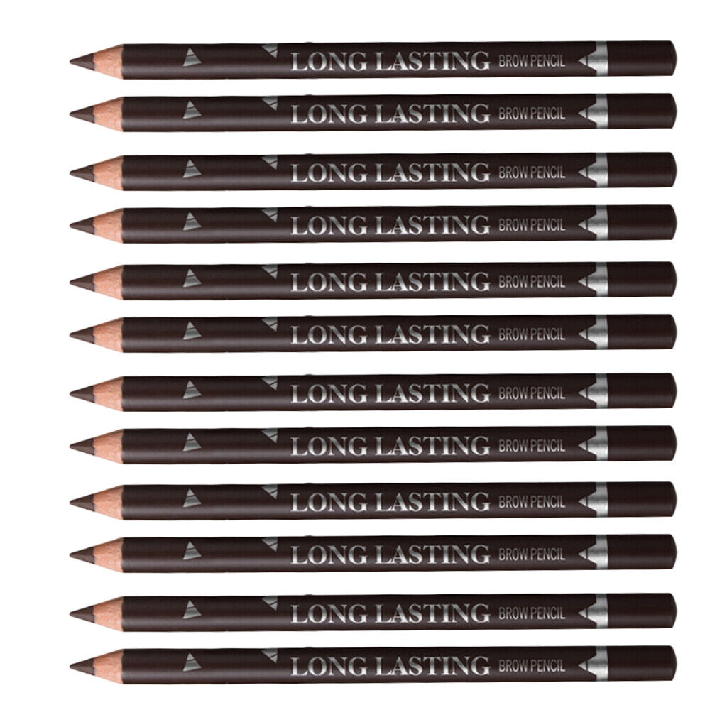 12pcs Waterproof  Eyebrow Makeup Pencil Eye Brow  Dark Brown