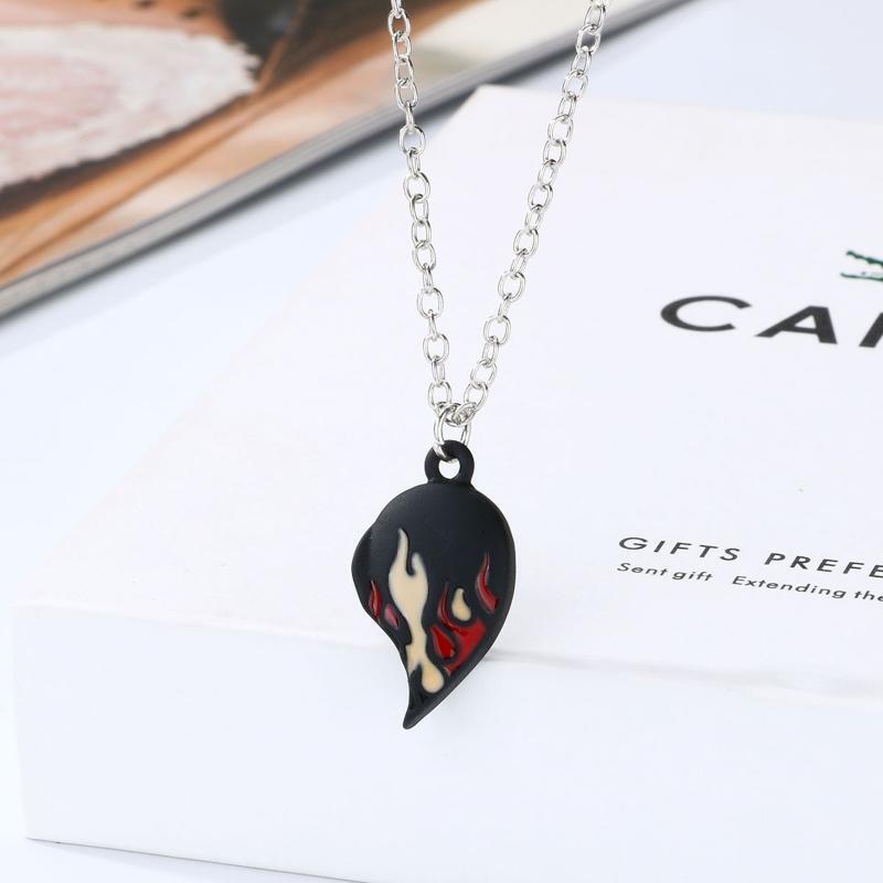 2Pieces Fire Flames Necklace Chain Charm Flame Necklace for Women Men Birthday