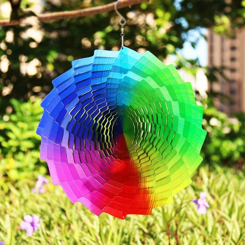 Stainless Steel Wind Spinner Colorful Wind Chime Hanging Ornament Pendant