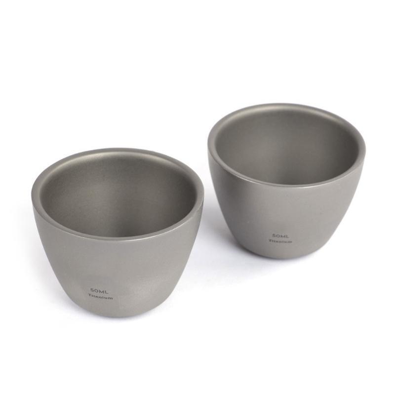 Outdoor Camping 50ml Titanium Wine Water Tea Cup Double-Wall Sake Whiskey Mug