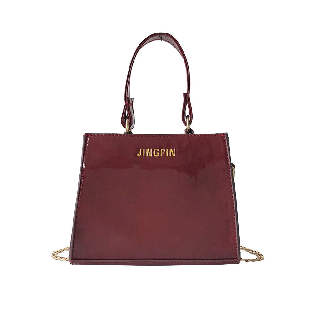 Fashion Women Crossbody Bag Patent Handbag Chain Shoulder Bags Gift (Red)-2