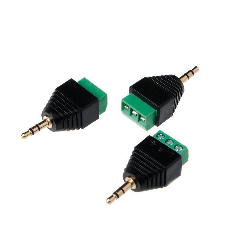 3 Pcs Video AV Balun 3.5mm 1/8" Stereo Male to AV 3 Screw Terminal Plug