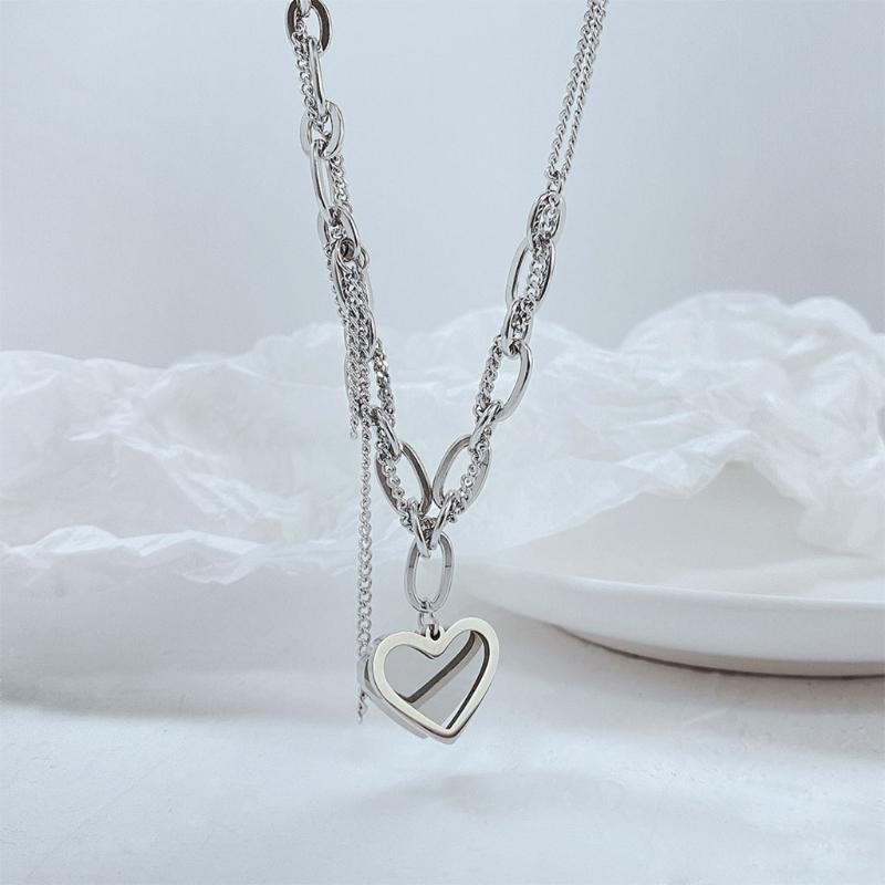 Double Heart Totem Tassel Necklace for Women Exquisite Summer Party Jewelry
