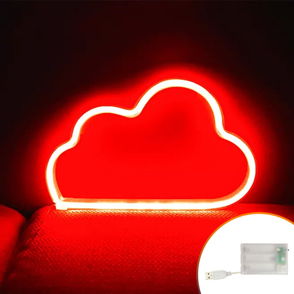 Cartoon Cloud Sign Neon Light USB Battery Operated Art Hanging Lamp (Red)