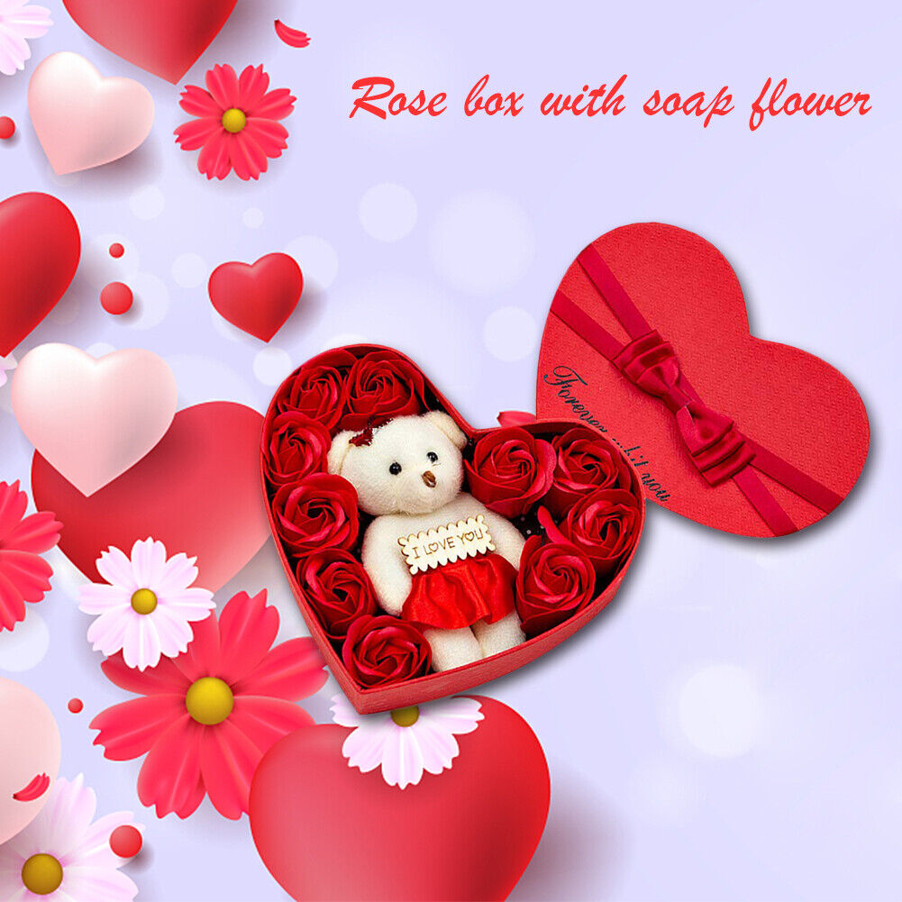 10pcs Rose Flowers Bear Gift Box Xmas Birthday Valentine Wedding Gifts