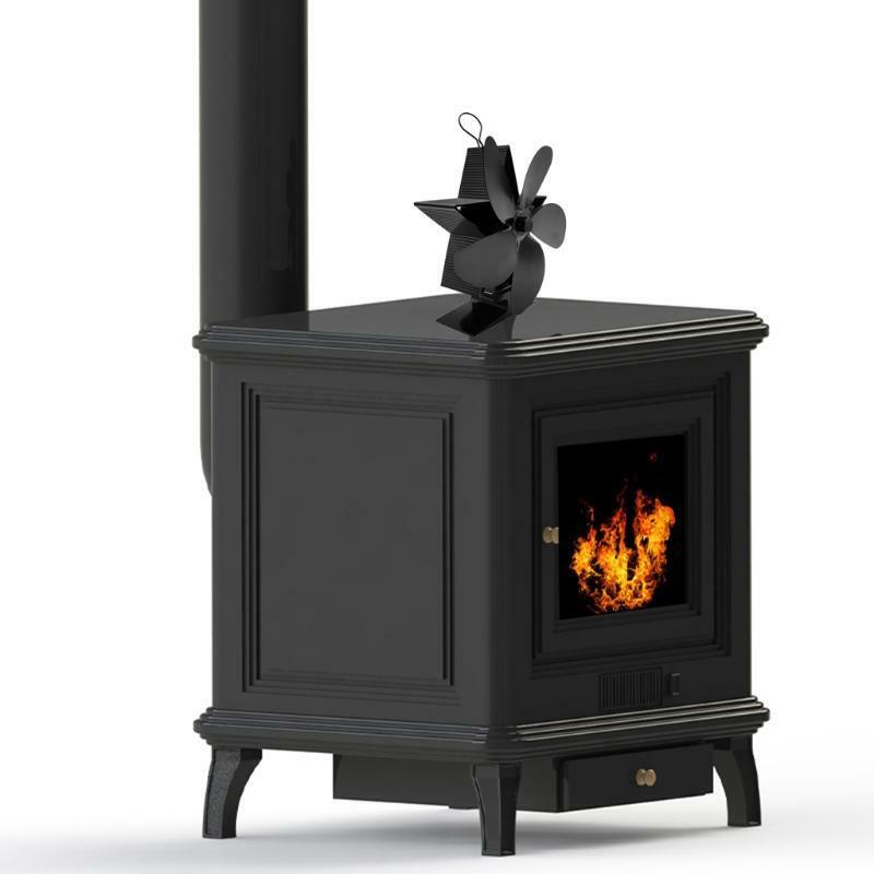 Eco-Friendly Stove Fan on Chimney for Wood Log Burner Fireplace Quiet Black