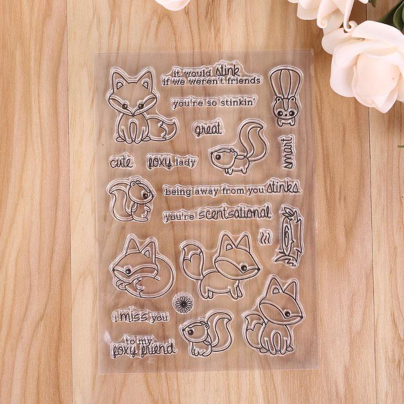 Cute Fox Silicone DIY Clear Stamps Scrapbooking for Photo Paper Card Craft Decor