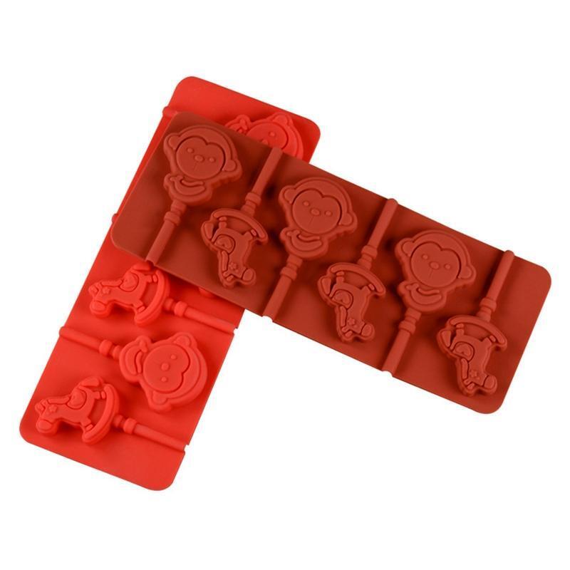 8 Cavities DIY Molds Wooden Horse & Monkey Shaped Fondant Mold Silicone Material