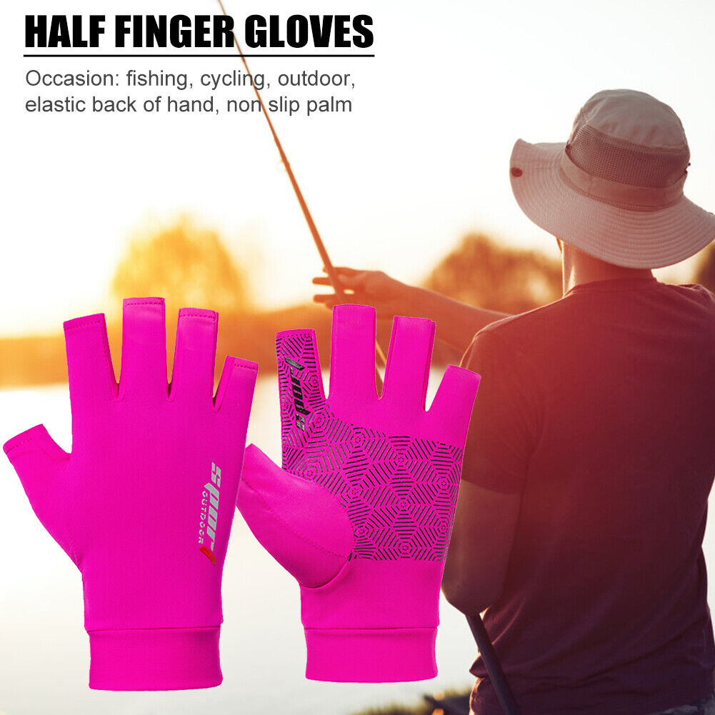 Summer Half Finger Gloves Breathable Anti-Slip Outdoor Sport Mitten (Pink)