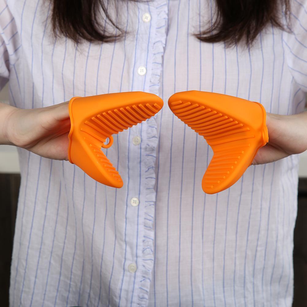 2pcs Silicone Anti-Slip Oven Gloves Heat Resistant Cooking Glove (Orange)
