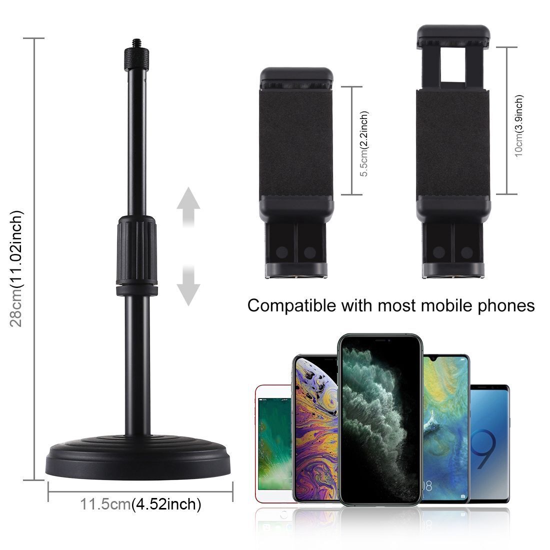 Live Streaming Holder Desktop Tripod Smartphone Clamp For LED Ring Video Light