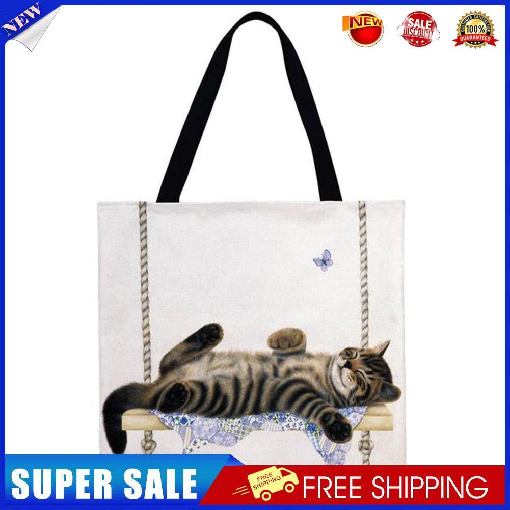 Lazy cat Printed Shoulder Shopping Bag Casual Large Tote Handbag (40*40cm)