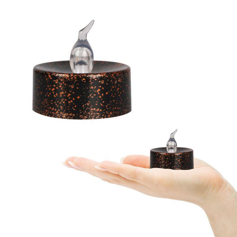 12 Pcs Plated Black Candles Battery Operated Tea light Flameless LED Electronic
