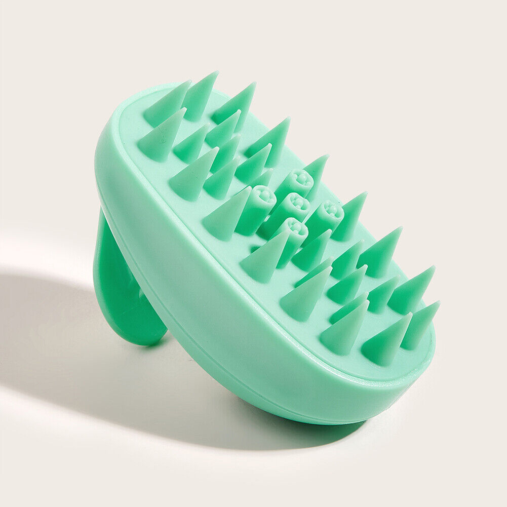 Silicone Head Body Scalp Massage Brush Hair Washing Clean Combs (Green)