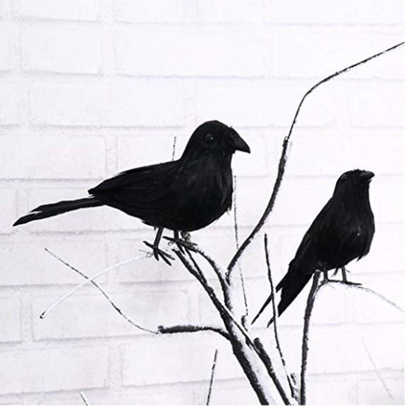 3pcs/set Simulation Crow Halloween Themed Party Ornaments Haunted House Decor