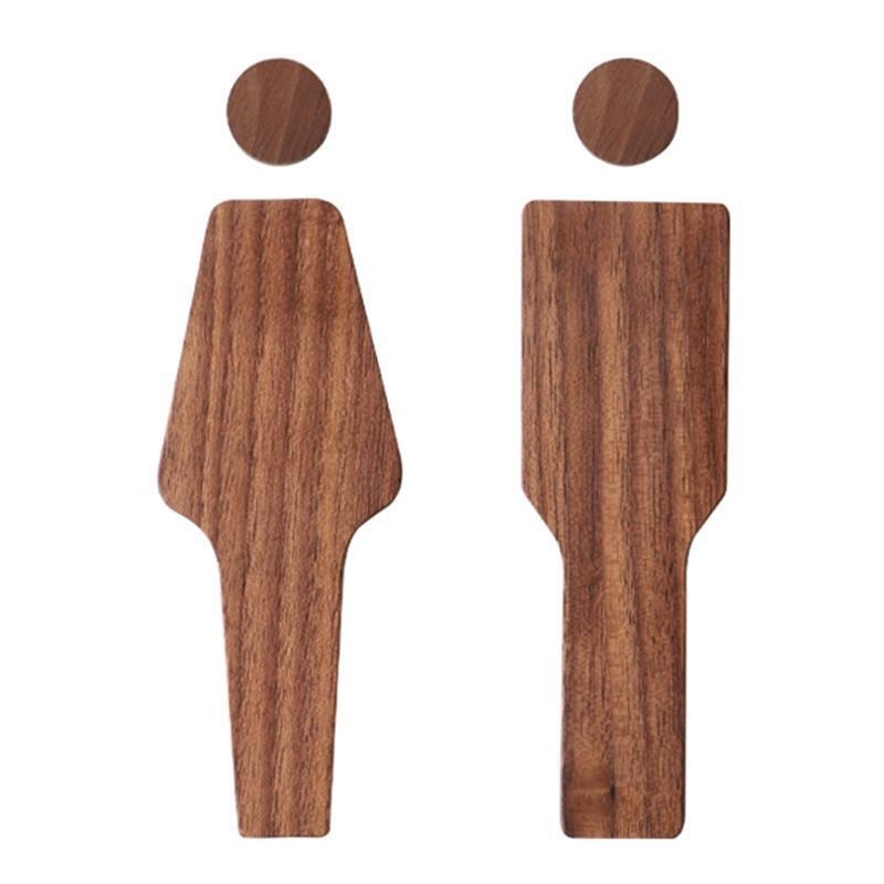 Wooden Male Female Signs Decorative Toilet Signs Self-adhesive Easy Installation