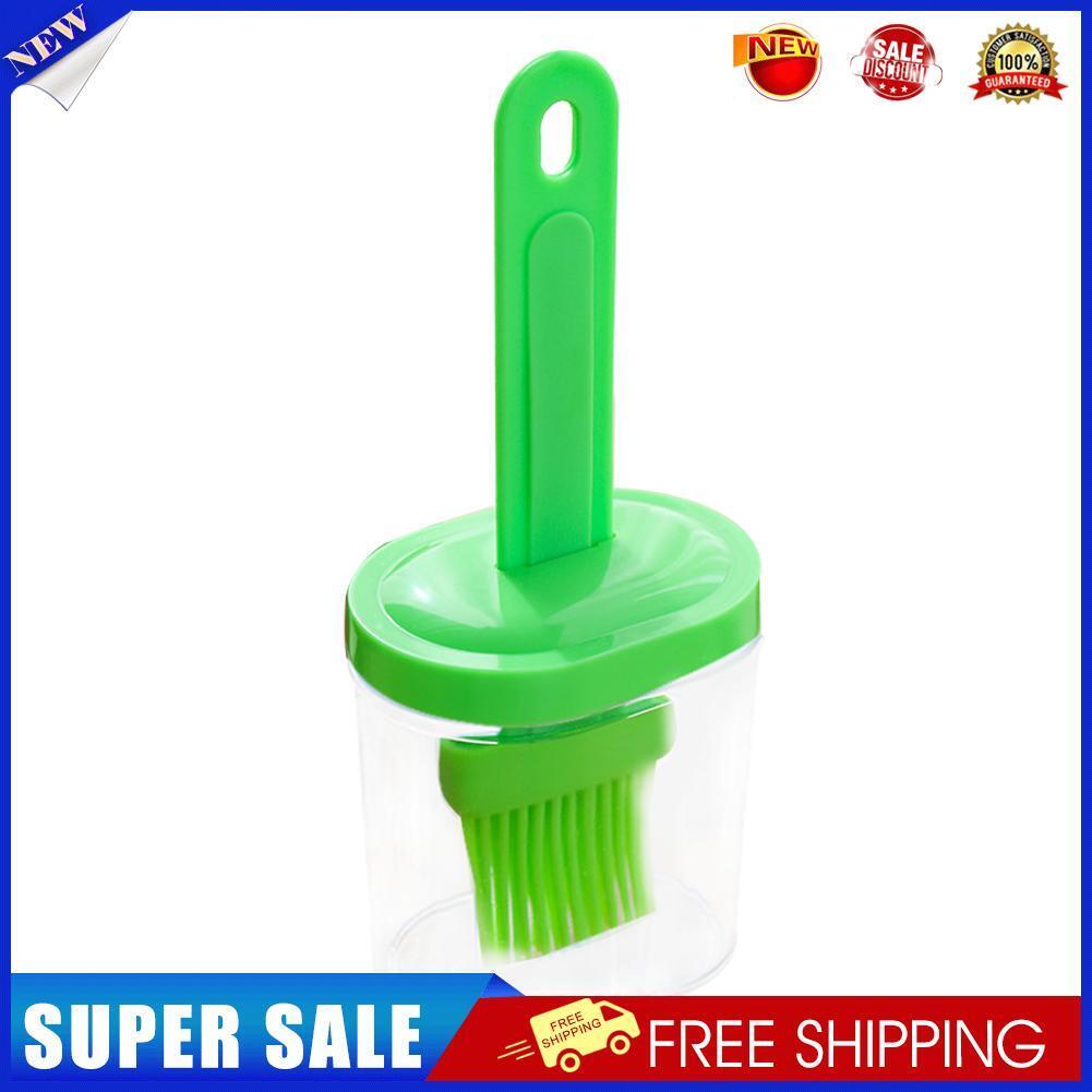 Portable Silicone Oil Bottle with Brush BBQ Grill Oil Pancake Tools (Green)