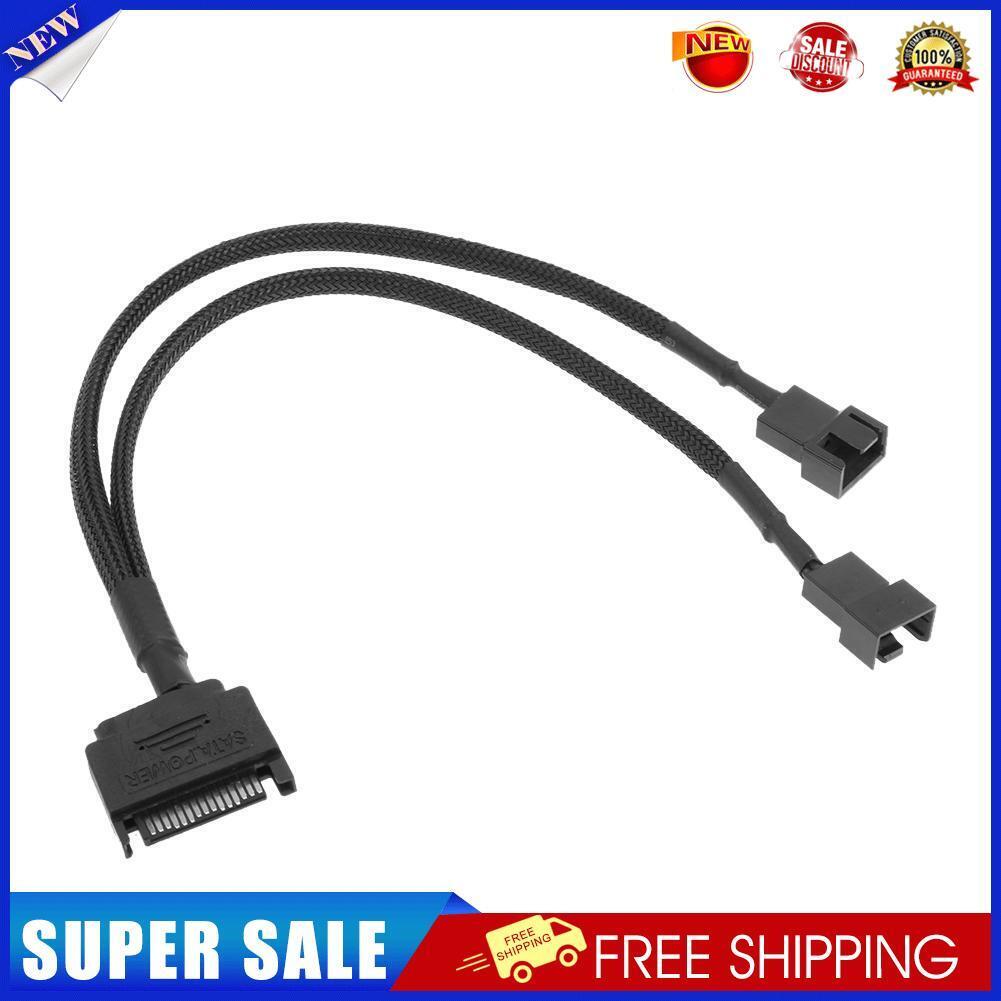 Sleeved SATA 15Pin to 2 Way 3Pin 4Pin Fan Power Adapter Extension Cable
