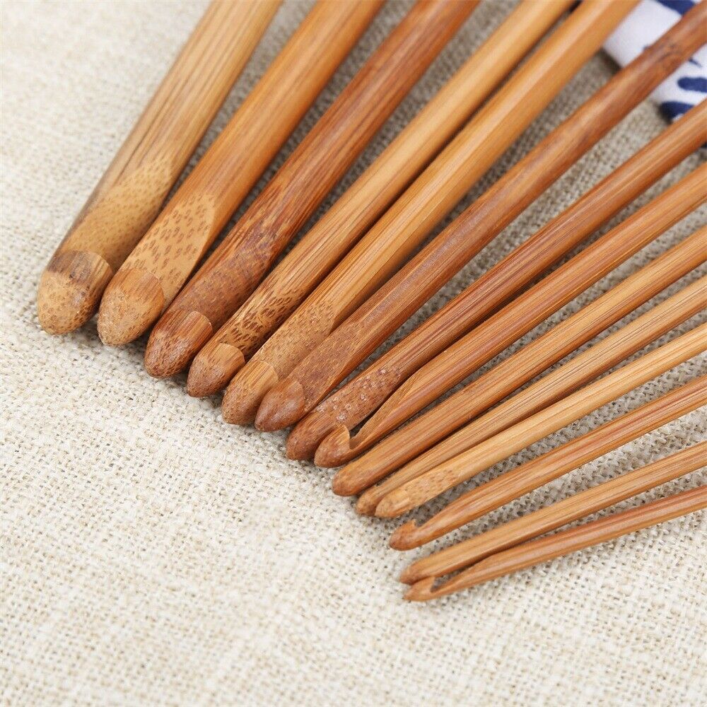 35cm Bamboo Carbonized Magic Afghan Crochet Hooks Double Tips Knitting Needles