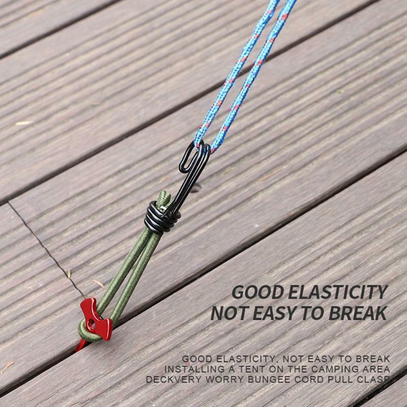 5 Pcs Elastic Tent Ropes Buckle Ground Nail Strap Camping Canopy Fixed Hook Cord