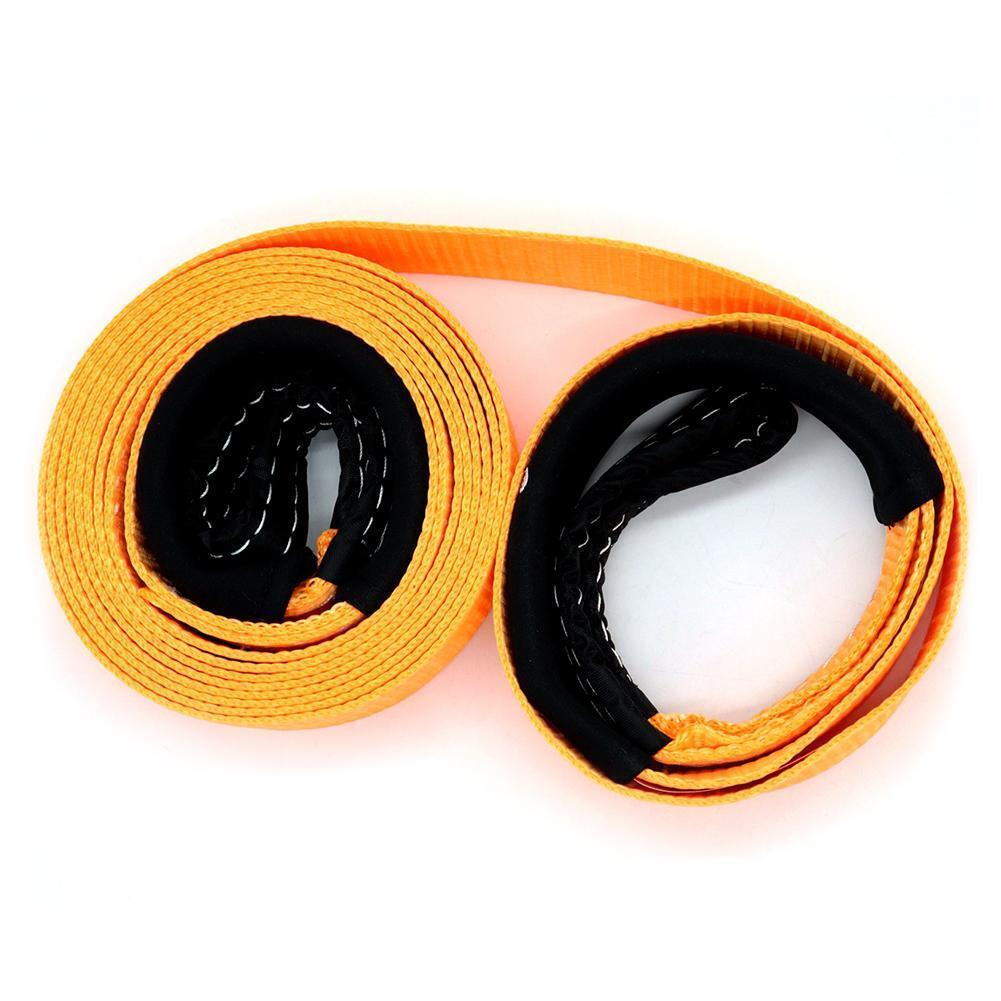 16ftx2in 5 Tons Heavy Duty Car Road Recovery Tow Strap Towing Rope Orange