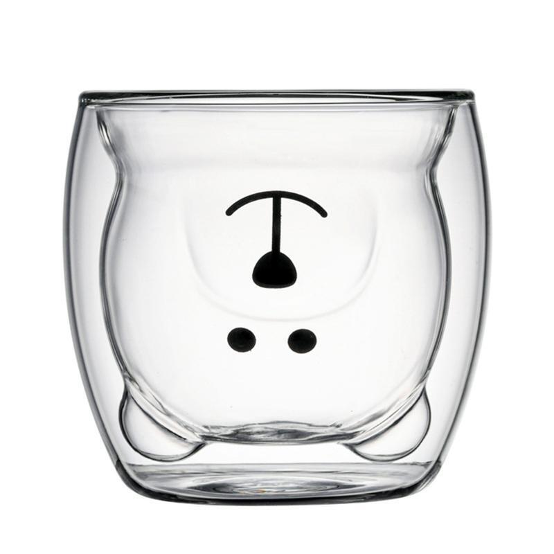 Glass Mugs Double Wall Glass Mug Bear Shaped Double-layer Glass Mug Coffee Cups