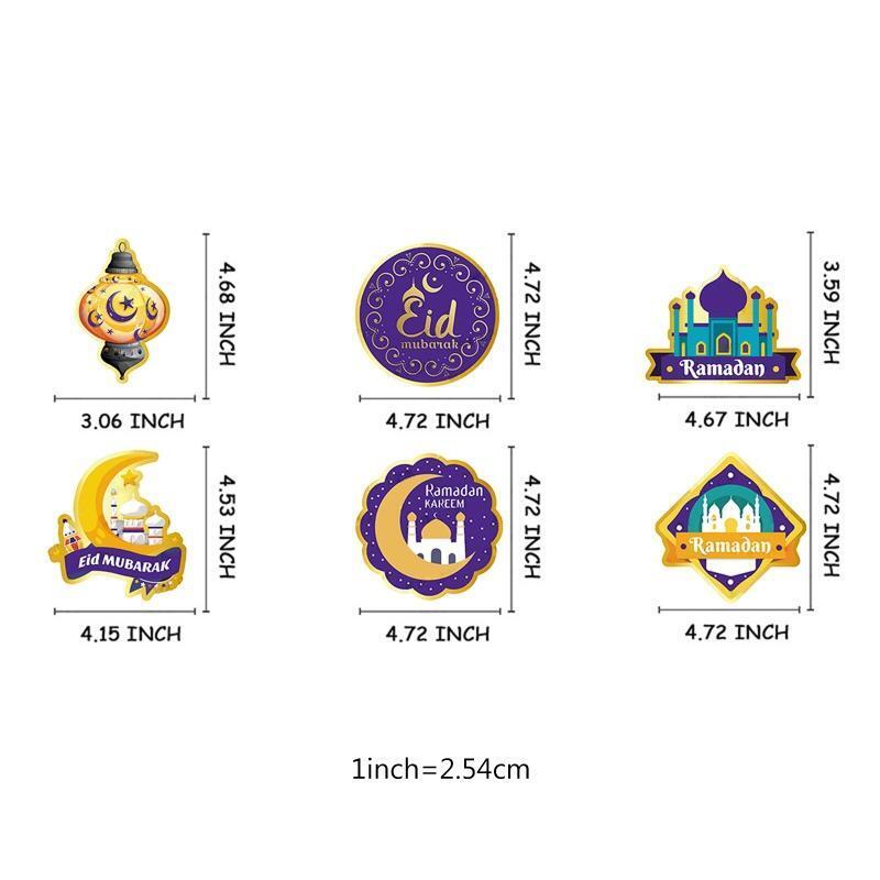 Eid Mubarak Swirl Pendant 6pcs/Set Moon Star Castle Spiral Hanging Ornament